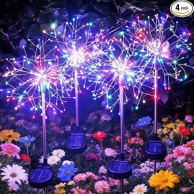 Solar Garden Lights Outdoor Yard Decorations, 4 Pack 150Leds Pathway Light by WhereLightMeetsLife