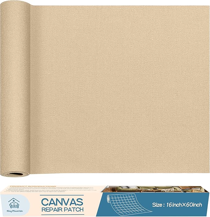 KING MOUNTAIN Canvas Repair Patch 16×60 Inch Self-Adhesive Waterproof Fabric by ForABetterHomeLife