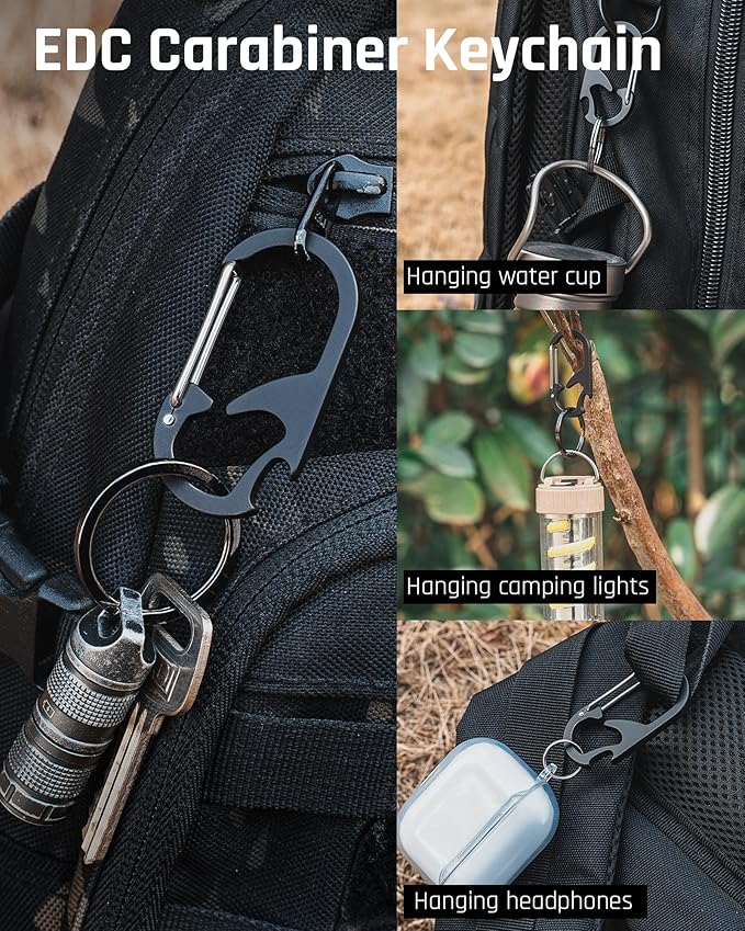 TISUR Titanium Carabiner Keychain Clip, Anti-Lost Key Ring Holder, Self-Locking - Image 5