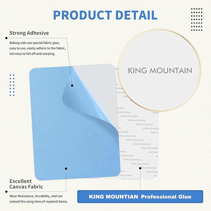 KING MOUNTAIN Canvas Repair Patch 9 x11 Inch 2 Pcs Self-Adhesive Waterproof - Image 3