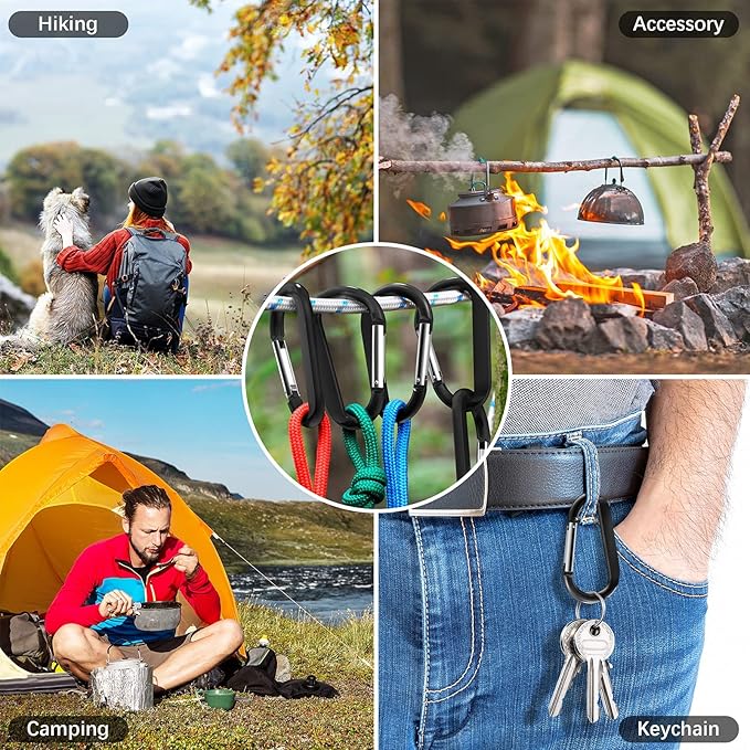 sprookber 3" Carabiner Clip Keychain, D Ring Caribeaner Clip, Key Clip - Image 6