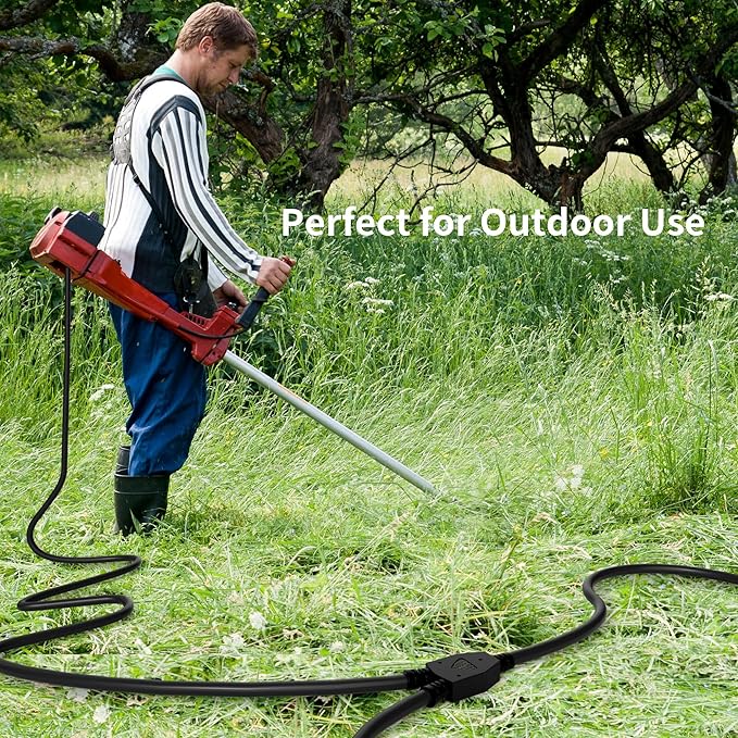 2 Way Power Extension Cord Splitter 30 Ft Total-3 Prong 1 to 2 Extension Cord - Image 4