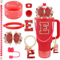 9PCS Red for Stanley Cup Accessories Set Bling Initials Bow Charms for Stanley by Unknown