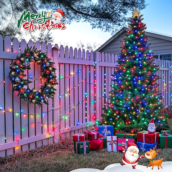 JMEXSUSS 600 LED Solar Christmas Lights Outdoor, 206.7 ft Multi Colored - Image 7