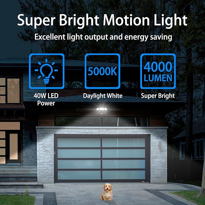 40W LED Security Lights Motion Sensor Light Outdoor, 180 Degree, ETL Water - Image 2