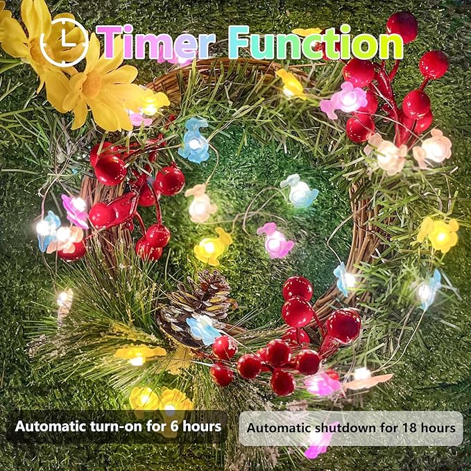 EXF Easter Decorations Bunny Pastel Fairy Lights, Battery Operated - Image 9