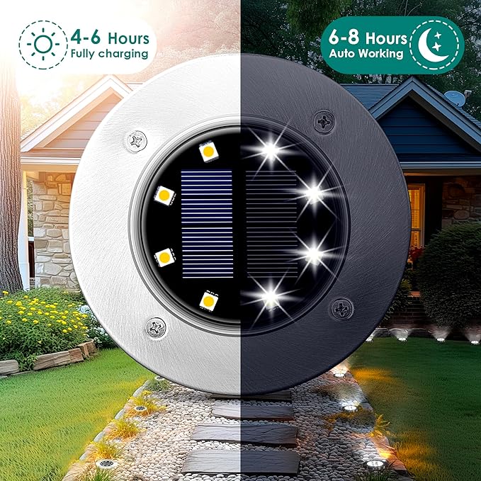 SOLPEX Solar Lights Outdoor Waterproof, 12 Pack Solar Ground Lights, Solar - Image 3