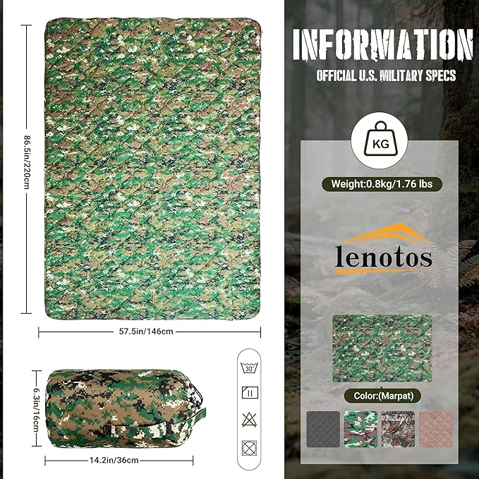 Lenotos Woobie Blanket, Thermal Insulated Military Poncho Liner, Water-Resistant - Image 2