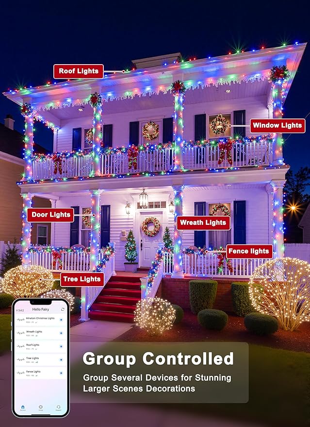 Minetom LED Color Changing Smart RGB Christmas Tree Lights, 165ft 500LED String - Image 5
