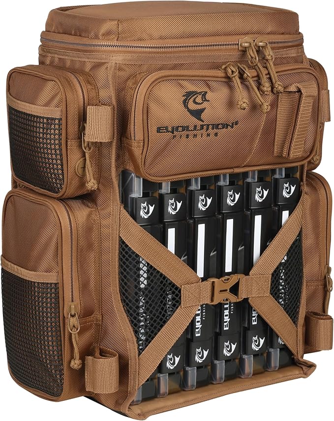 Evolution Fishing Drift Series Tackle Backpack, Outdoor Rucksack w/ 6 Fishing - Image 4