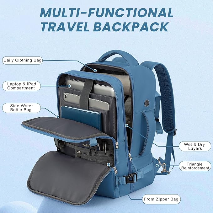 Sinaliy Travel laptop Backpack for Men Women, Personal Item Size Flight Approved - Image 4