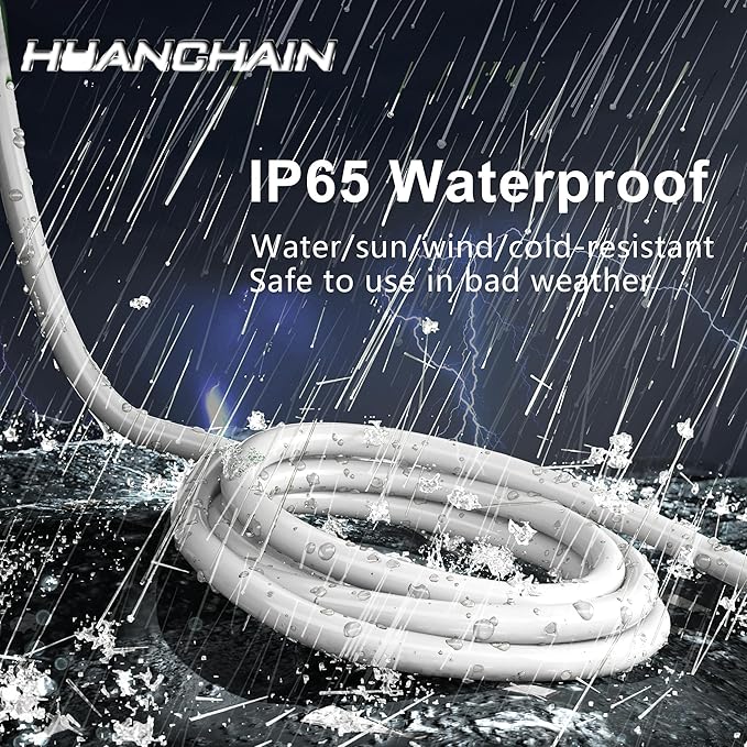 HUANCHAIN 13A 1625W 125V 16AWG 3 FT 16 Gauge White Indoor Outdoor Extension - Image 3