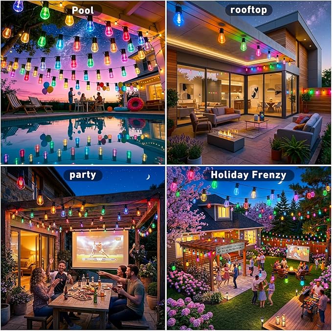 Outdoor String Lights, 200FT Smart RGB+IC Patio Lights - Image 2