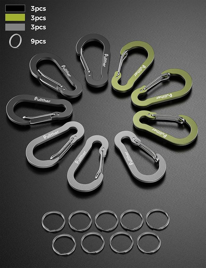9PCS Carabiner Keychain Clip, 2.7" Large Aluminum Carabiner Clips - Image 7