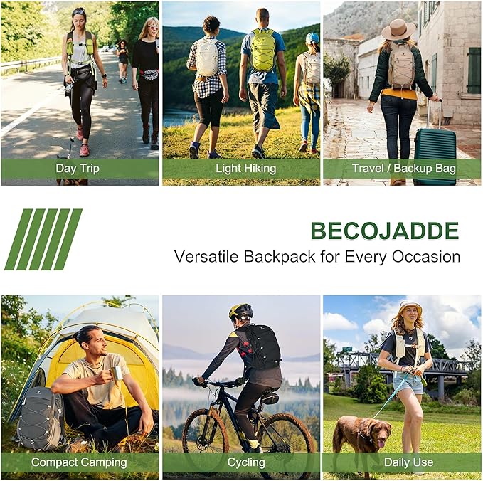 BECOJADDE Hiking Backpack 20L Small Backpack Packable Day pack Water Resistant - Image 8