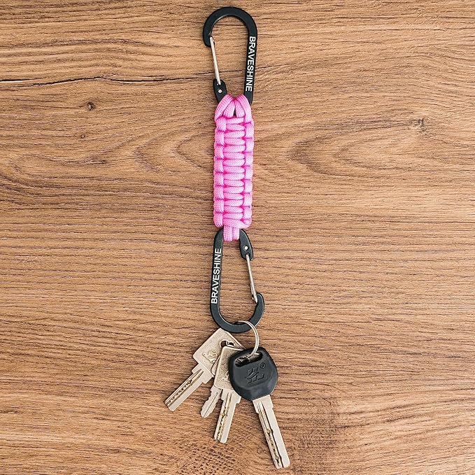 BRAVESHINE Paracord Keychain Carabiner Clip, D Ring Lanyard Hanger Stroller Hook - Image 2