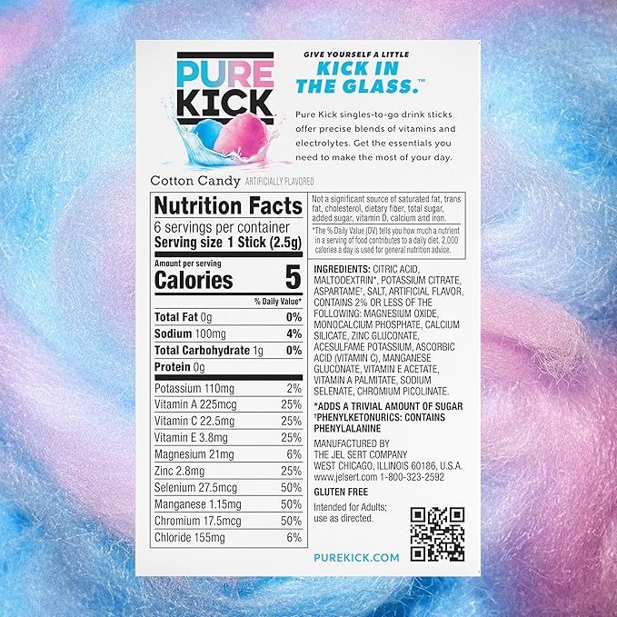 Pure Kick Hydration Singles To Go Drink Mix, Cotton Candy, Includes 12 Boxes - Image 2