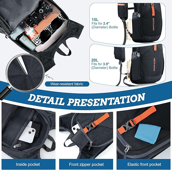 BECOJADDE 20L Small Hiking Backpack - Image 3