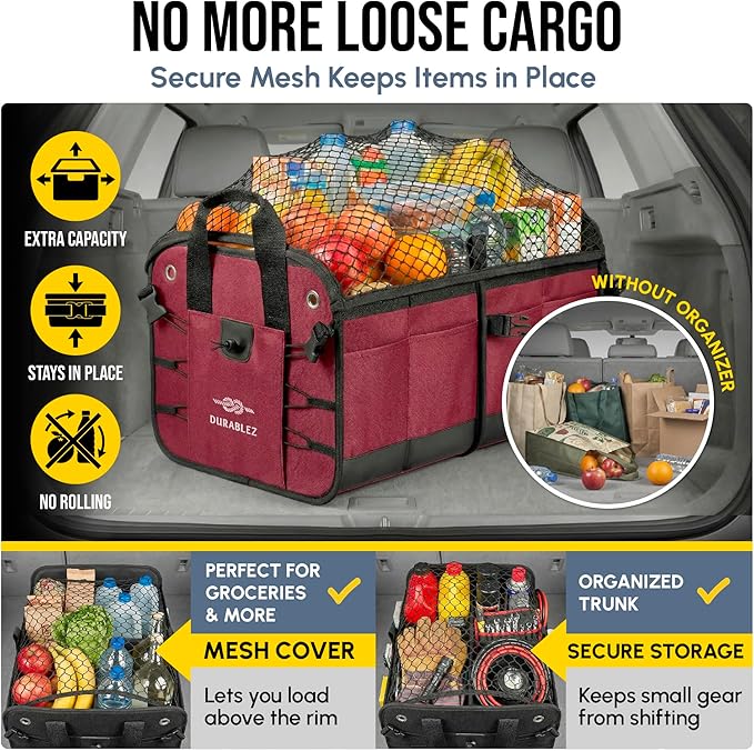 4-Section Trunk Organizer for SUV, Sedan – Modular Extra Large Cargo Bin - Image 5