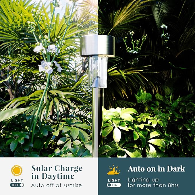SOLPEX Solar Garden Lights Outdoor, 6 Color 12 Pack Stainless Steel Led Pathway - Image 7