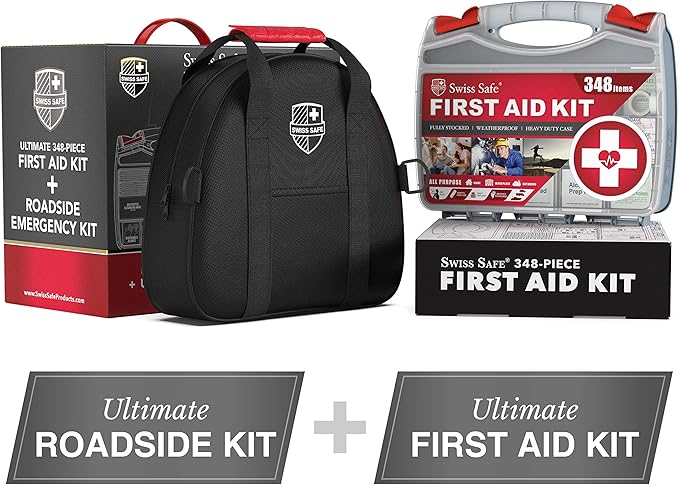 Swiss Safe 2-in-1 Car Emergency Kit | 12-FT Heavy-Duty Jumper Cables & - Image 2
