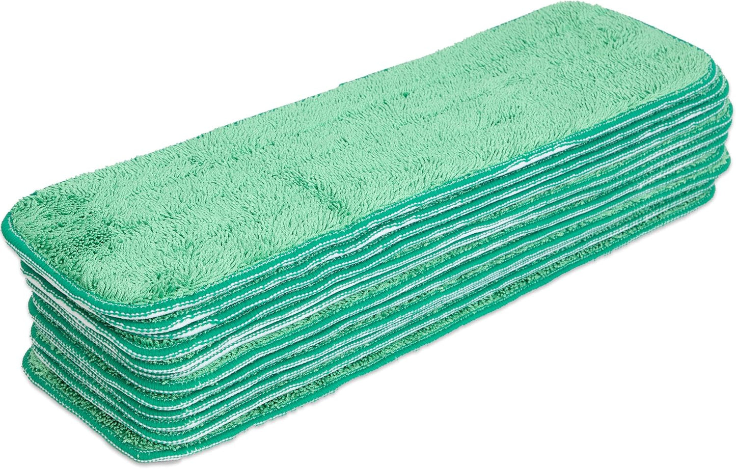 Arkwright Spray Mop Replacement Pads - (Case of 120) Bulk Microfiber Flat Dry and Wet Refill Mop Pads Floor Cleaning, Compatible with Bona and Rubbermaid, Fits All Mop Heads, 18 in, Green