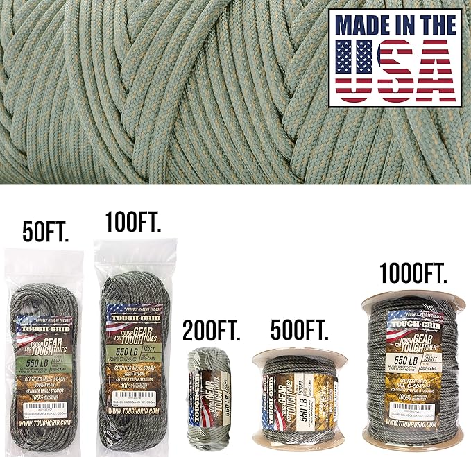 TOUGH-GRID 550 Paracord, Type III Mil-Spec Nylon Rope - 200 Ft Digi-Camo - Image 2
