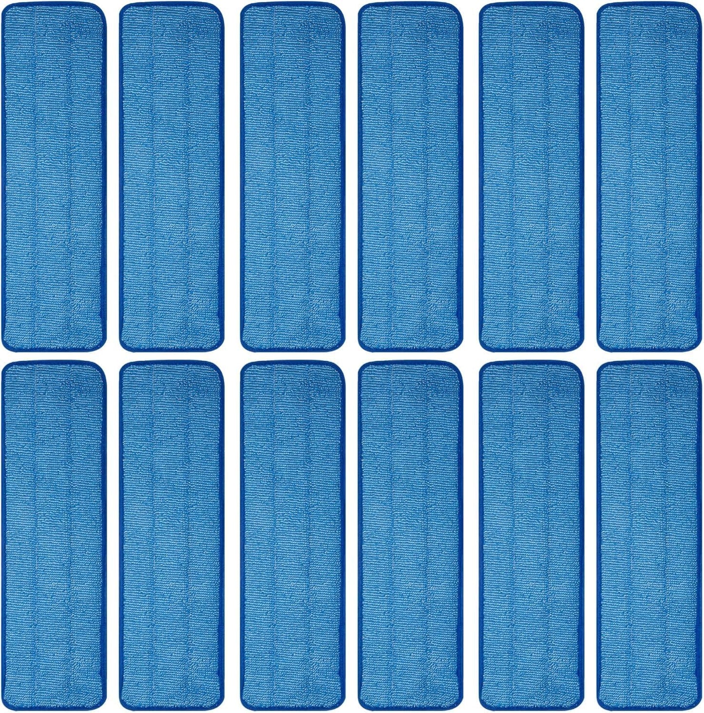 12 Pack Microfiber Mop Pad Universal Commercial/Industrial/Professional 17-18 Inch Head- Heavy Duty Wet & Dry Cleaning Refills Reusable Mop Refills Fit for Most Bona/Rubbermaid/Flat Mops