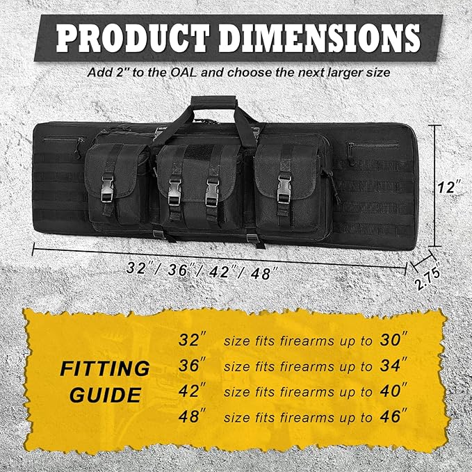 DULCE DOM 36 42 48 Inch Double Rifle Case, Tactical Soft Padded Backpack - Image 6
