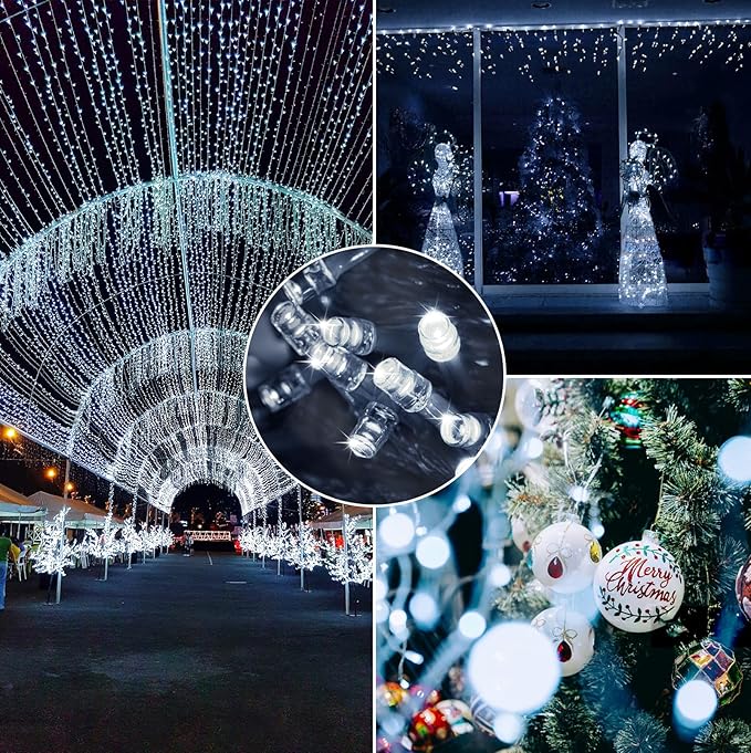 240LED 88Ft Connectable String Lights Indoor Outdoor Clear Wire | Cool White - Image 8