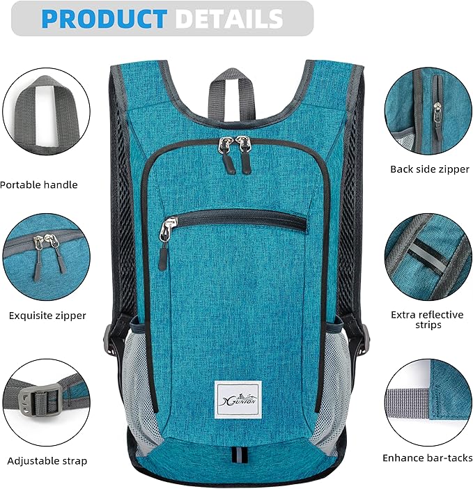 Xgunion Hiking Backpack 10L Small Travel Lightweight Daypack Foldable Hiking - Image 4