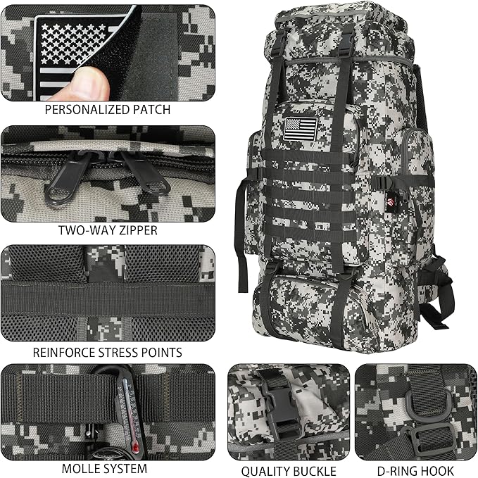Hiking Backpack for Men 70L/100L Camping Backpack Military Rucksack Molle 3 - Image 6
