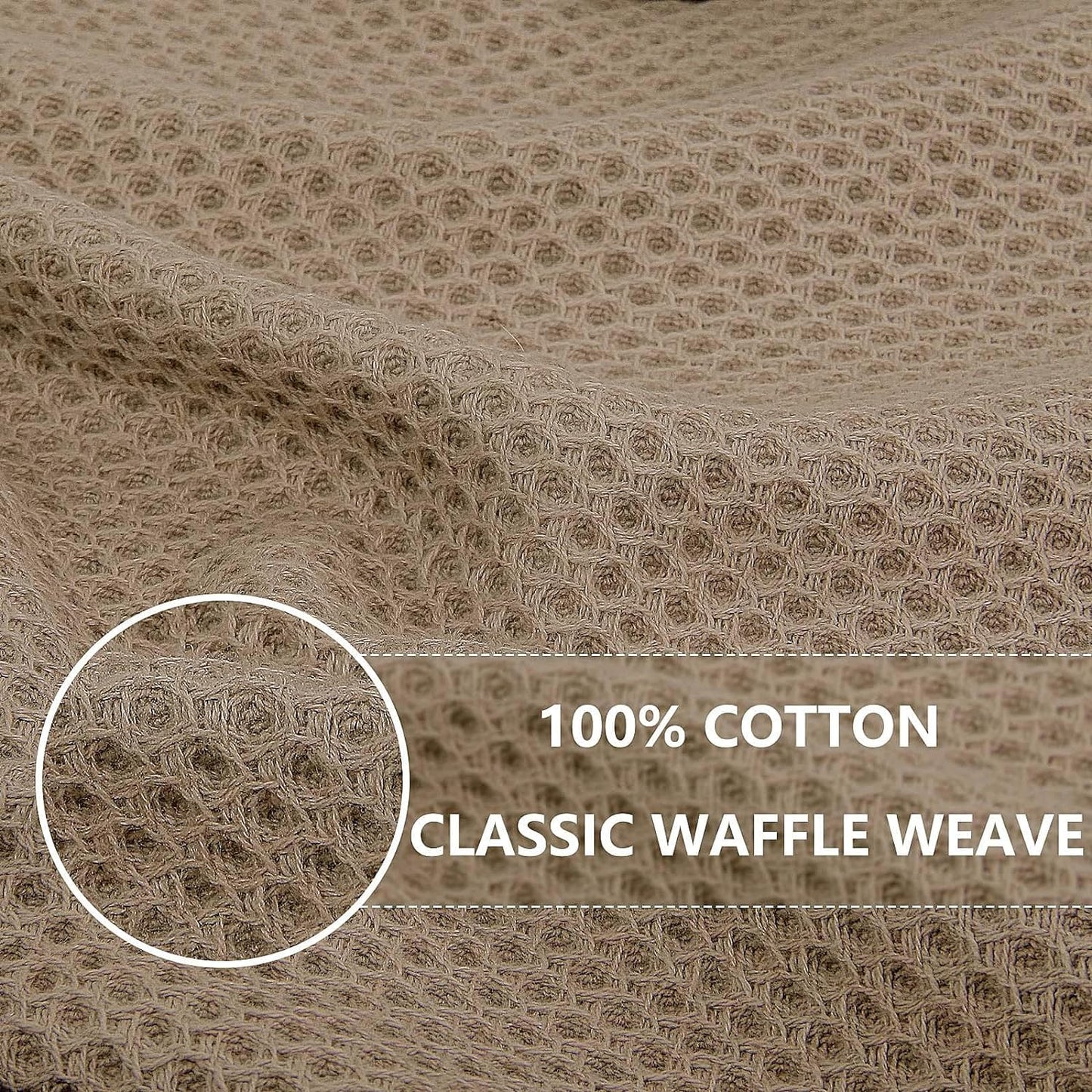 Homaxy 100% Cotton Waffle Weave Kitchen Dish Towels, Ultra Soft Absorbent Quick Drying Cleaning Towel, 13 x 28 Inches, 6-Pack, Tan