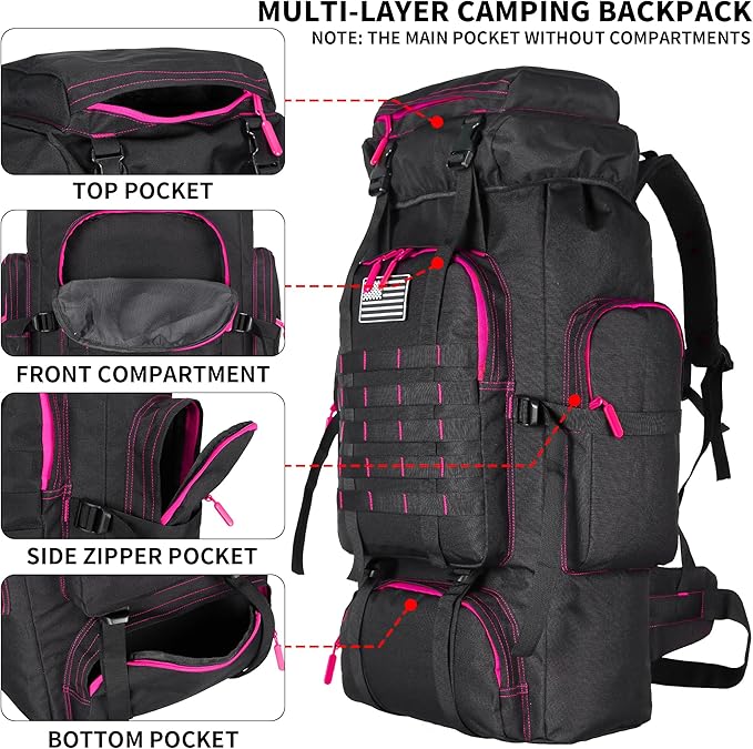 Hiking Backpack for Men 70L/100L Camping Backpack Military Rucksack Molle 3 - Image 3