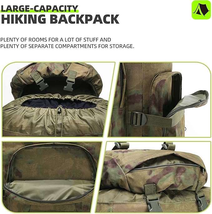 King'sGuard 100L Camping Hiking Backpack Molle Rucksack Military Camping - Image 3