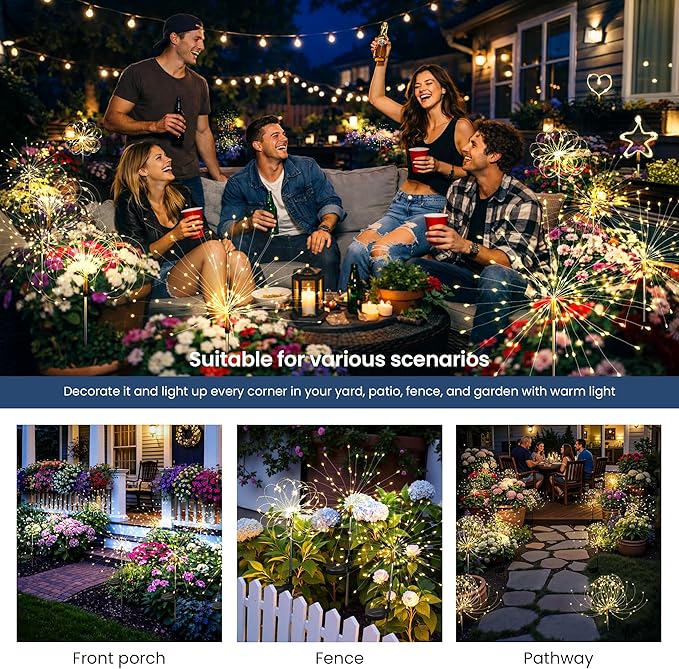 Solar Lights Outdoor, 120LED 2pack Fairy Garden Lights Decor - Image 2