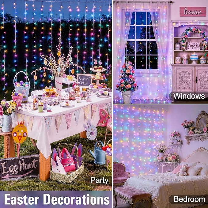 JMEXSUSS 300LED Easter Decorations Curtain Lights - Image 4