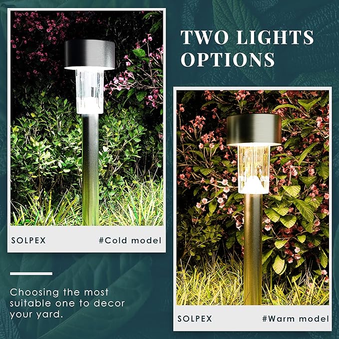 SOLPEX 12 Pack Solar Outdoor Lights Pathway, Stainless Steel Solar Lights - Image 5