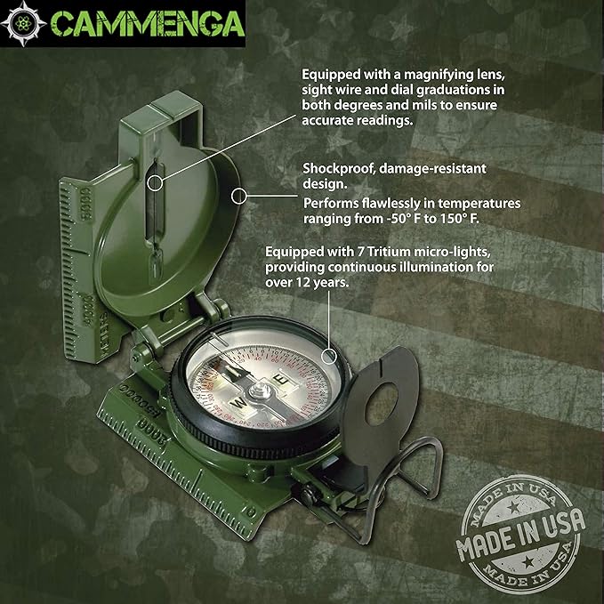 Cammenga Official US Military Tritium Lensatic Compass, Accurate Waterproof - Image 2