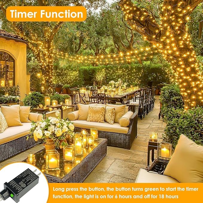 33Ft 100LED Fairy Lights Plug in, Waterproof String Lights Outdoor & Indoor 8 - Image 4