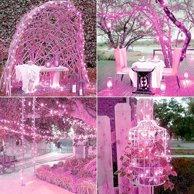 JMEXSUSS 4 Pack Pink Solar Lights, Each 33ft 100 LED Solar String Lights - Image 8