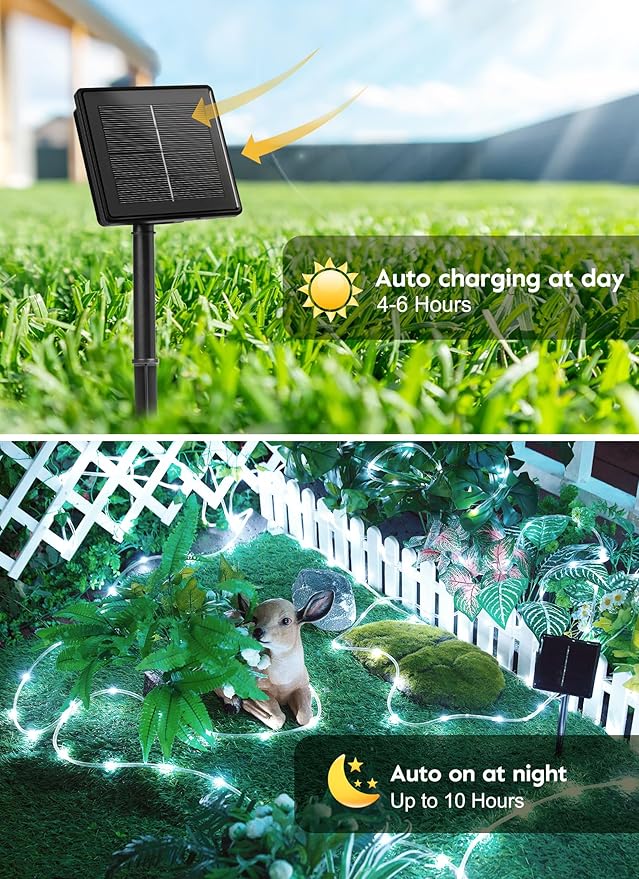 Brightown Solar Rope Lights, IP65 Waterproof 39FT 100LED Outdoor Solar String - Image 5