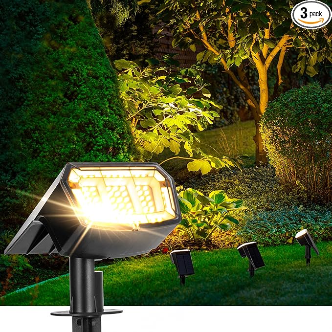 AUDERWIN Solar Lights Outdoor Lighting IP65 Waterproof, 63LED Solar Spotlights by AUDERWIN