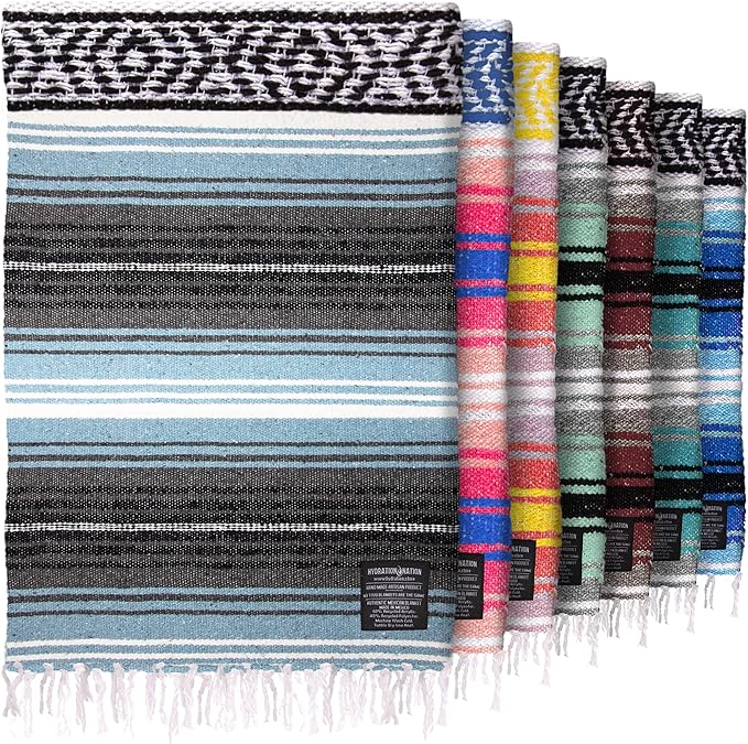 Hydration Nation Authentic Large Handwoven Mexican Blanket by ZulayKitchen