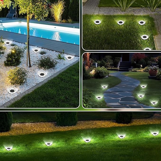 INCX Solar Ground Lights, 16 Pack Solar Lights Outdoor Waterproof, Solar Garden - Image 5
