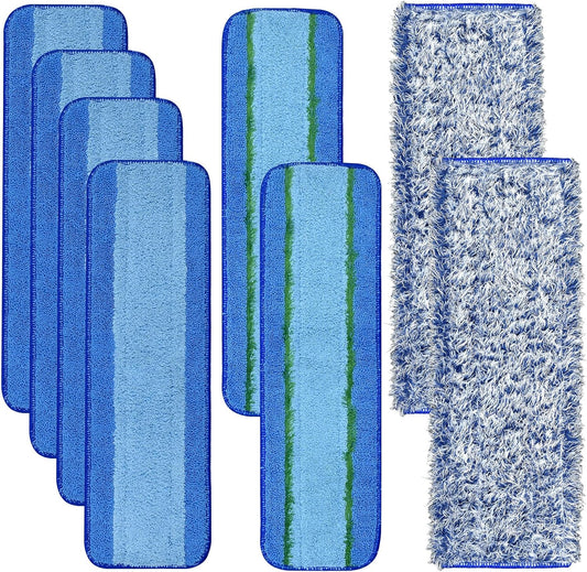 8 Pack Microfiber Cleaning Pad for Bona Mop Hardwood & Hard Surface Floors Dry and Wet Floor Cleaning - Includes 4 Microfiber Cleaning Pad, 2 Deep Clean Pads and 2 Dusting Pad - Dual Zone Cleaning