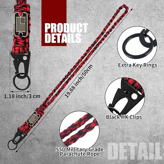 Frienda 2 Set Heavy Duty Paracord Lanyard Necklace Whistles Strap Braided 550 - Image 2