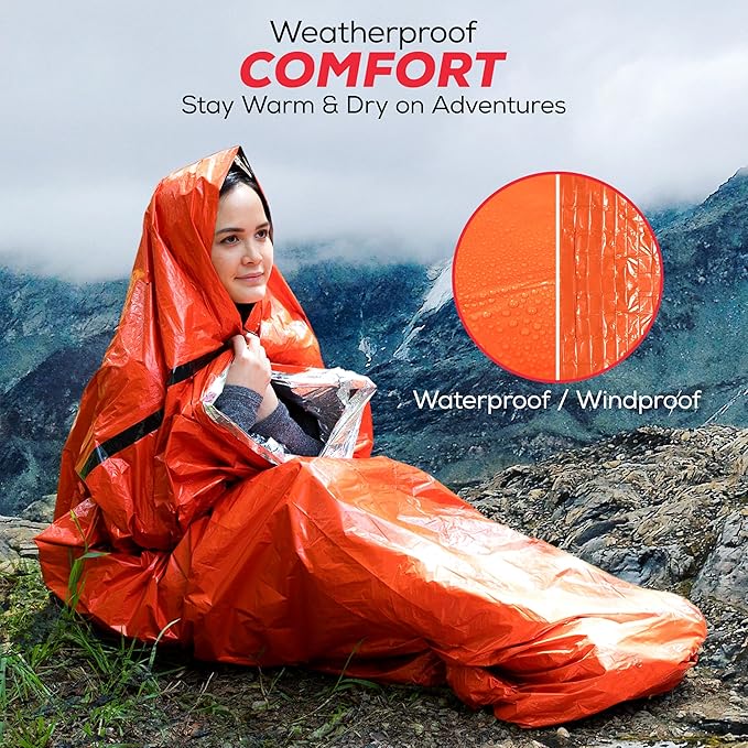 Emergency Sleeping Bag for Survival Gear and Supplies Life Bivy Sack Waterproof - Image 4