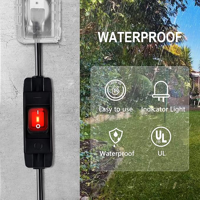Extension Cord with Switch On/Off Waterproof Switch 6Ft No Plugging and - Image 7