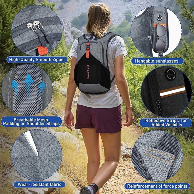 FIORETTO 15L Hiking Backpack for Women Men Mini Packable Backpack Lightweight - Image 3